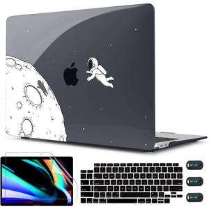 CISSOOK Case Compatible with MacBook Air 13 Inch 2021 2020 2019 2018 Release Model A2337 M1 A2179 A1932, Clear Black Hard Shell with Keyboard Cover for MacBook Air13 2020 with Touch ID, Astronaut