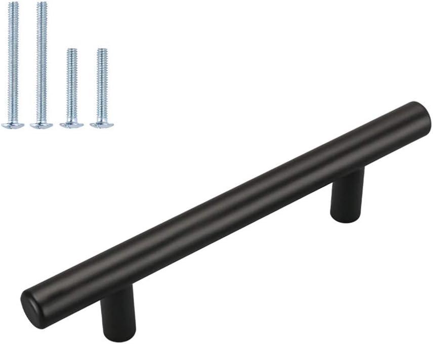 homdiy 10 Pack 4 Cabinet Handles Matte Black Cabinet Pulls Black Drawer Pulls Stainless Steel Kitchen Cabinet Hardware (4in Hole Centers)