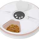 Automatic Cat Feeder for Dry Food,Supplement & Treats 6 Compartment Timed Cat Food Dispenser for Cats and Small DogsNo Ice Needed Automatic Dog Feeder (Pink)