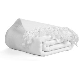 Salt Earth 100% Cotton Muslin Throw Blanket, Gauze Blanket 50"X60" Throw with Tassel 4 Layered for Couch, Bed, Living Room, Lightweight & All Season Blankets & Throws, Nature & Skin Friendly(White)