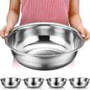 Nuogo 4 Pcs Stainless Steel Mixing Bowls Metal Mixing Bowls Extra Large Basin Salad Basin Deeper Edge Dishwasher Safe Mirror Finish for Home and Commercial, Silver (13 Inch 8 Qt)