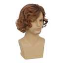 Mens Brown Curly Wig Short Fluffy Natural Side Part Synthetic Hair for Male Costume Daily Party Cosplay Halloween Use(Blonde Brown)