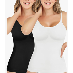 AURUZA 2PCS Womens Shapewear Tummy Control Scoop Neck Camisole Tops for Women Seamless Compression Tank Top Plus Size, XL