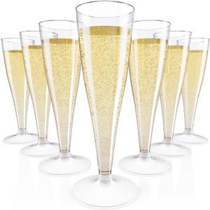 JOLLY CHEF 100 Pack Plastic Champagne Flutes Disposable 4.5 oz Clear Plastic Champagne Glasses Perfect for Wedding, Thanksgiving Day, Christmas