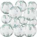 Retisee 12 Pcs Greenery Classroom Decor Green Paper Lanterns Eucalyptus Themed Classroom Decor for Elementary Eucalyptus Leaf Hanging Paper Lanterns Birthday Baby Shower Party Supplies