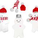 Kisangel Christmas Gingerbread Man Drink Bottles Gingerbread Container 3 Pack 350Ml Clear Reusable Juice Cups with Leakproof Caps and Festive Mini Hats and Scarves for Holiday Parties