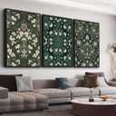 Large Framed Floral Wall Art, William Morris Pattern Wall Pictures 24"x36"x3 Dark Green Abstract Painting Prints Modern Botanical Canvas Artwork for Living Room Bedroom Home Office Kitchen Decor