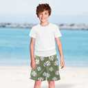 Boys Swim Trunk Baseball Print Design Board Shorts Quick Dry Swimwear Shorts 6-14T