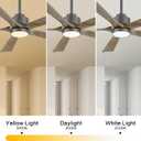 ELEHINSER 52" Modern Ceiling Fan with Light and Remote Control, 5 Solid Wood Blades 6-Speed Noiseless Reversible DC Motor, Ceiling Fan for Kitchen Dinning Living Room, Charcoal Finish with Wood Blades