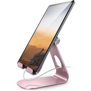 Lamicall Tablet Stand Adjustable, Tablet Stand : Desktop Stand Holder Gifts Compatible with Tablet Such as iPad 2018 Pro 9.7, 10.5, Air Mini 4 3 2, Kindle, Nexus, Tab, E-Reader (4-13'') - Rose Gold