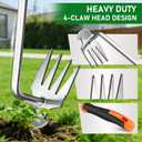 2 x Manual Weed Puller Tool, 4 Teeth Heavy-Duty Manganese Steel Weeding Tool, Rust-Proof Stainless Steel Garden Weeder, Ergonomic Handle Portable Weed Remover for Lawn, Farm, Vegetable & Flower Gardening