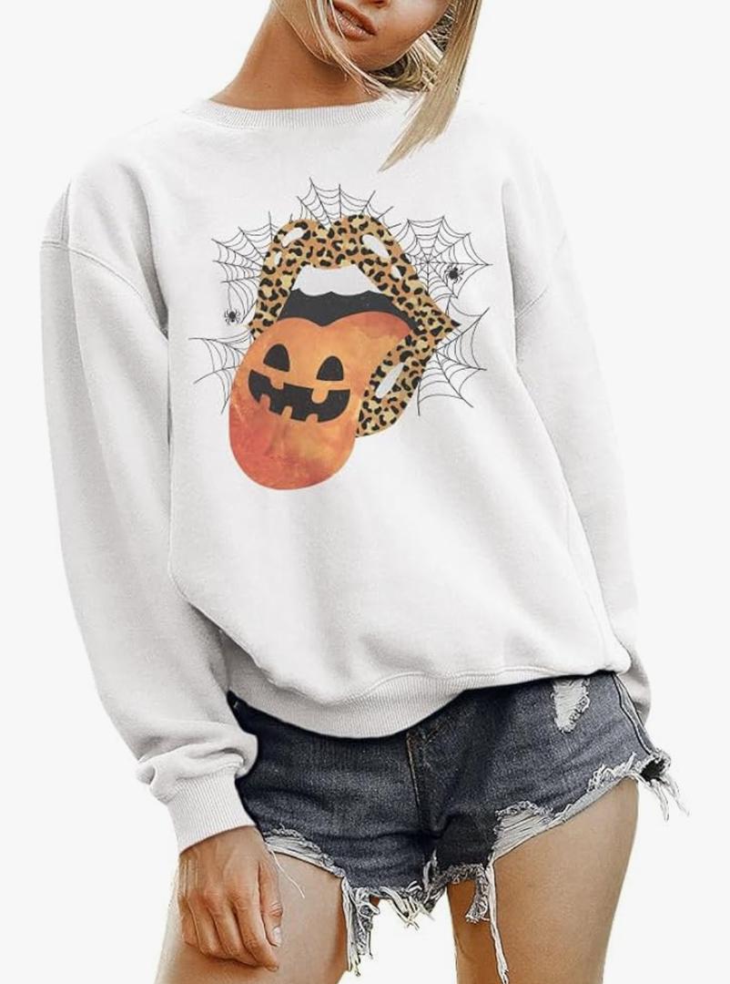 Pumpkin Lips Halloween Sweatshirt Unisex, Size XL