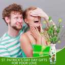 St Patricks Day Decorations, Saint Patricks Day Table Decor - Artificial Flowers 3 PCS with Vase, Leprechaun St Patricks Decor for Home, Dining Table, Bedroom, Shamrock Flowers Gifts for Women