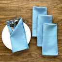 CAIT CHAPMAN HOME COLLECTION Solid Color Geometric Texture Jacquard Woven Tablecloth and Napkin (Napkin Set of 4, Light Blue)