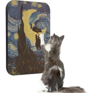 Art Cat Scratcher, Wall-Mountable Cat Scratching Board, Cat Wall Scratcher 16.7x11x1 Inch Cat Scratch Pad and Cat Scratchers for Indoor Cats Toy Furniture ProtectorStarry Night