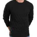 Askdeer Men's Cable Knit Pullover Sweater Long Sleeve Crew Neck Knit Sweater Soft Casual Sweaters with Ribbing Edge Black