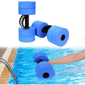 Hikeen Aquatic Exercise Dumbbells Water Dumbbell Pool Resistance Aquatic Fitness Barbells with 4 High-Density EVA Foam Pool Weights Dumbbells, for Water Aerobics Weight Loss (Blue)