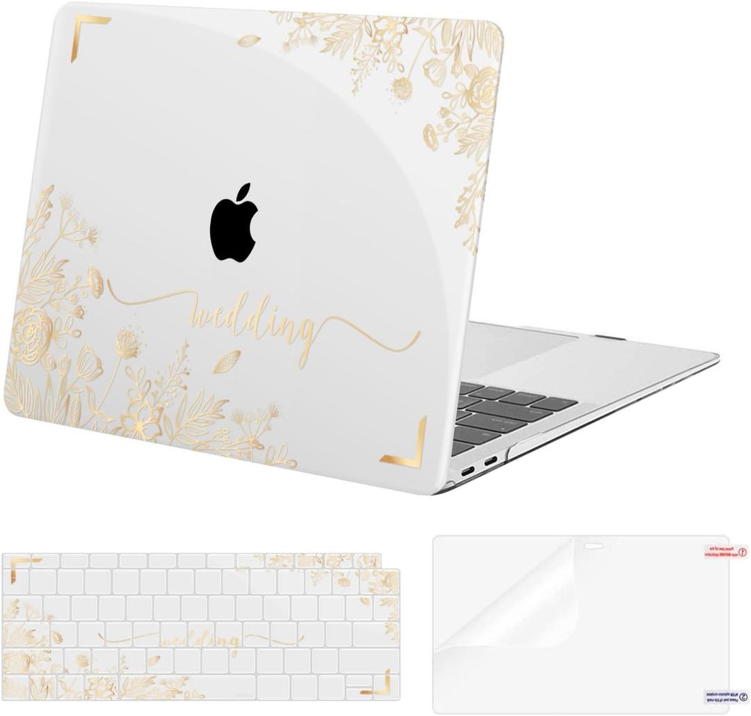MOSISO Compatible with MacBook Air 13 inch Case 2022 2021 2020 2019 2018 Release A2337 M1 A2179 A1932 Retina Display Touch ID, Plastic Hard Case&Keyboard Cover&Screen Film, Autumn Flower and Leave