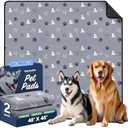 WanpeeGoo Washable Pee Pads, Puppy Pee Pad for Dogs, 2 Pack Absorbent Reusable Training Dog Pads Pet Puppy Pads, Non-Slip Potty Pads for Whelping, Playpen, Crate, Bed, Grey 48"x48"