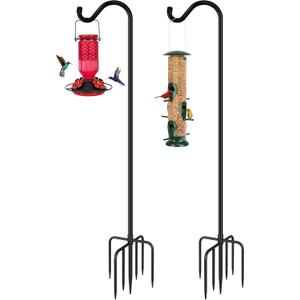 FEED GARDEN Shepards Hooks for Outdoor Bird Feeder Pole 92 Inch Adjustable Tall Heavy Duty Shepherds Hooks for Hanging Plant Baskets, Solar Lights, Wedding Decor, Lanterns, Black (2 Pack)