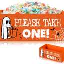 Sintuff Halloween Candy Bowl Wooden Funny Candy Dish Large Trick or Treat Dish Holders Wood Serving Pumpkin Orange Bowl Tableware for Halloween Holiday Party Tiered Tray Decorations(Take One)