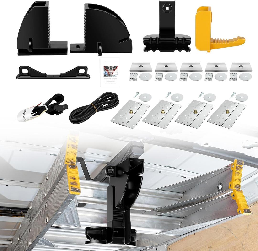 Van Interior Ladder Storage System Utilizes Overhead and Interior Sidewall Space,Alloy Steel Material, Includes System and Mounting Kit; Ladder Rack for Van, Trailers,or Truck Caps