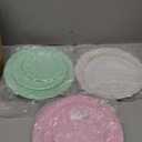 Fasmov 3 Pack 3 Tier Plastic Cupcake Stand, Dessert Plates Cake Fruit Candy Display Tower Reusable Pastry Platter for Wedding Birthday Baby Shower Tea Party Decorations - White Pink Green