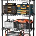SINGAYE 5 Shelf Adjustable Heavy Duty Storage Shelving Unit with Wheels Steel Organizer Wire Rack Shelves Bathroom Organizers and Shelf Wire Closet Metal Pantry Kitchen Garage 14" DX30 WX70 H Black