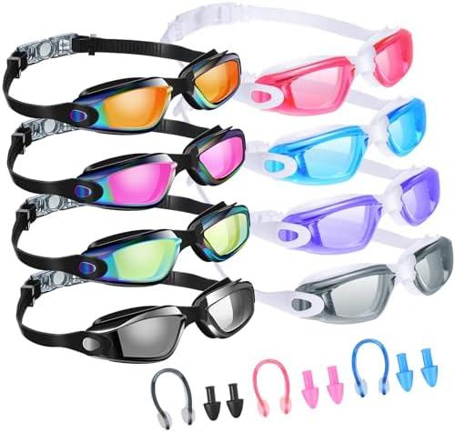 Konohan 8 Pack Kids Goggles Swim Goggles for Adult Kids Swimming Glasses Anti Fog Silicone No Leak Pool Glasses