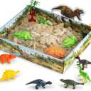2 x CoolSand Dino Discovery 3D Sandbox for Kids with 1 Pound Moldable Indoor Artificial Play Sand, Shaping Molds, Dinosaur Figures, 3D Tray