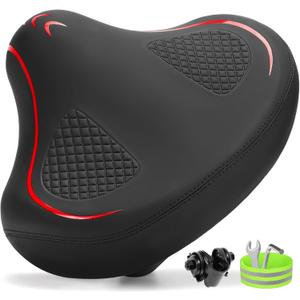 CDYWD New Noseless Bike Seat for Men Women Comfort Wide, Large Soft Padded Bicycle Seat, Comfortable Replacement Bike Saddle for Peloton, Stationary Exercise Bike, MTB, Beach Cruiser, Ebike, City Bike