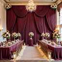 50ft x 15ft Burgundy Backdrop Curtains for Wedding Parties, 10 Panels Extra Long Wrinkle Free Fabric Drapes Photo Backdrop for Baby Shower Birthday Stage Reception Lobby Decoration