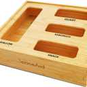 SpaceAid Bag Storage Organizer for Kitchen Drawer, Bamboo Organizer, Compatible with Gallon, Quart, Sandwich and Snack Variety Size Bag (1 Box 4 Slots), 2.5" High