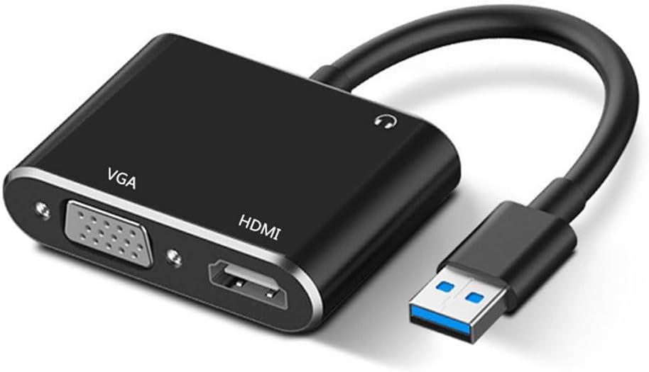 USB A 3.0 to HDMI Adapter for Windows 4K@30hz, HDMI & VGA Splitter Hub for 2 Monitors 1080P Large Screen Display for Multi-Display Video Windows Computer, Desktop, Laptop, PC, Monitor, Projector, HDTV
