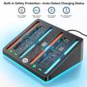 2 x Switch 2 Controller Charger Docking Station for 2025 Nintendo Switch 2 Joycon, Fast & Ergonomics Magnetic Charging Dock Station with RGB Lighting & for Joy con 2 Controller Accessories Kit (Black)