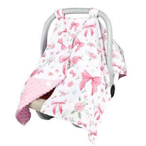 Baby Car Seat Cover, Peekaboo Opening Car Seat Canopy for Baby Girls Boys, Mom Nursing Breastfeeding Covers, Blanket for Infant, Pink Rose