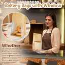 HONKID Bread and Cookie Bags with Seal, 50 Pack 11 x 5.1 x 3.9 Inches Bakery Bags with Window Reusable Tin Tie Tab Lock for Sealed Baked Goods Packaging for Pastry Bagels Breads Treats Cookies Brown | Brown kraft paper, Transparent window, Food Grade, Stand-up design, Reusable seal, Holds cookie (Medium)