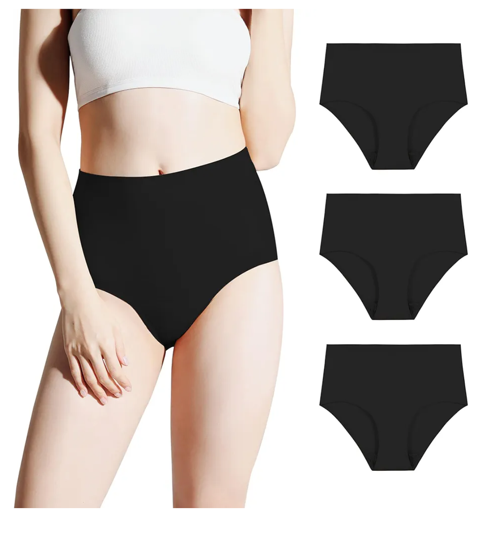 BATTEWA Incontinence Underwear for Women Washable, Leak Proof Underwear, Seamless Panties, Bladder Leak Underwear Protective Briefs High Absorbency 50ml, 3 Pack (Black, Large)