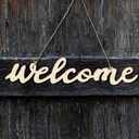 4 x NUOBESTY Wooden Welcome Sign 14.5 Inch Front Door Hanging Plaque with Rope Cursive Wood Letters Home Wall Decor for Porch Entryway Greeting