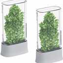 vacane Herb Keeper for Refrigerator, Fresh Herb Saver Herb Storage Containers, Cilantro Container for Fridge Asparagus Container, Dishwasher Safe-2 Pack