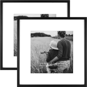 MCS East Village 18x18 Matted Square Picture Frame with 12x12 Photo Display, Black Wall Hanging Frame for Photos & Posters (2-Pack)