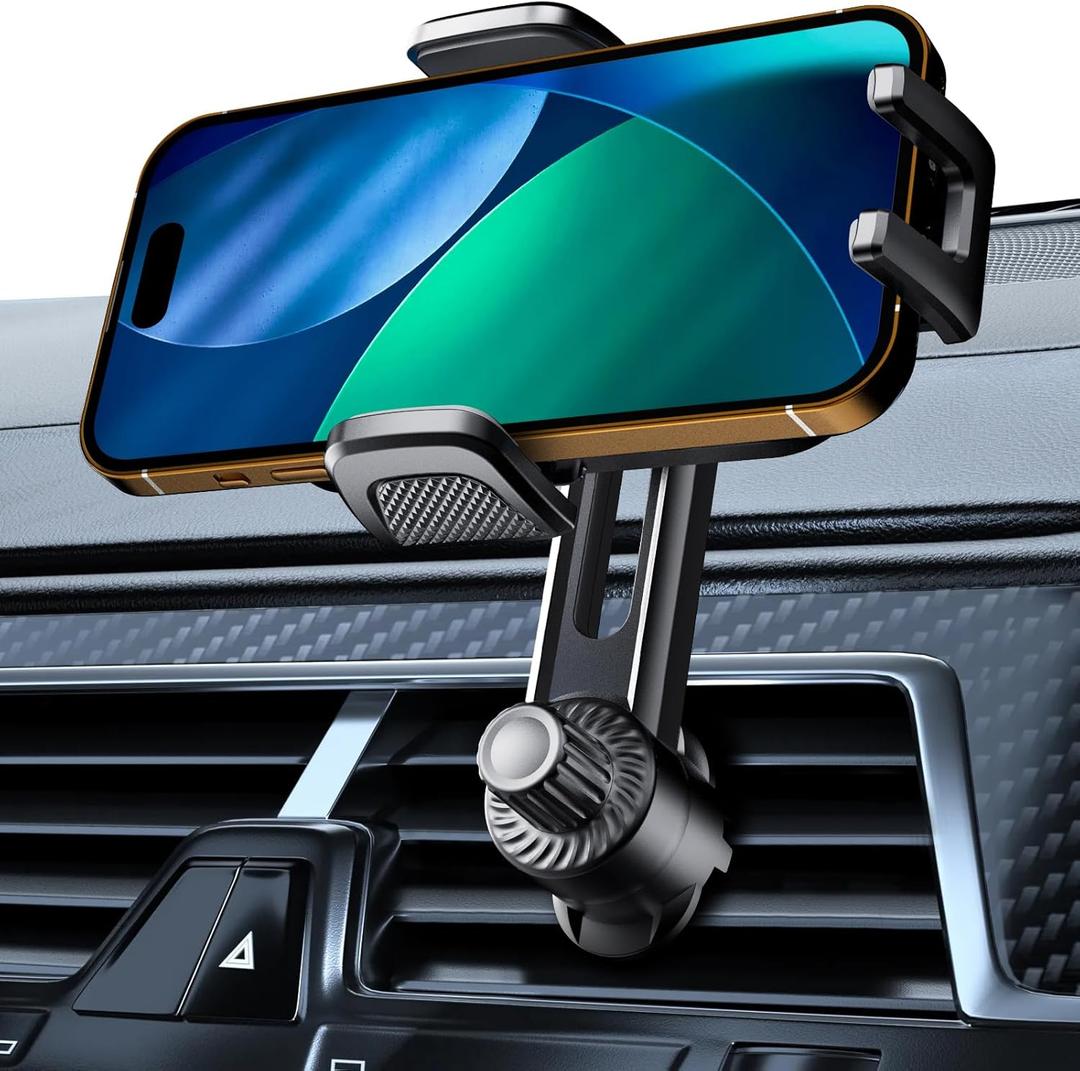 Car Phone Mount for Air Vent [Never Fall & 360 Adjustable] [Case Friendly | One-Hand Operation] Military-Grade Steel Hook Cell Phone Holder for Car Compatible with iPhone, Samsung, All 47 Phones