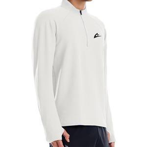 Men's Fitness Running Shirt Long Sleeve Quarter Zip Pullover Moisture Wicking Quick Dry Athletic Workout Shirts (White, XXL)