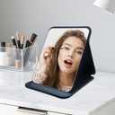 2 x gogofree Foldable Desktop Mirror, 8"  6" Adjustable Angle Makeup Mirror with Stand, Black Small Mirror for Travel Camping and Home (Black)