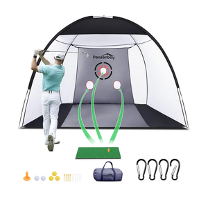 Ponsonbay Golf Net, Upgraded Golf Practice Net with Fairway for Backyard Driving, Golf Hitting Net Kit for Garage, Range, Swing & Chipping Indoor & Outdoor with Mat, Real Balls, Tee, Stakes (Gray)