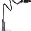 Lamicall Gooseneck Phone Holder for Bed - Cell Phone Mount Clamp Clip, Flexible Long Arm, Overhead Mount for Desk Headboard Bedside, Gifts for iPhone Air 17 Pro Max, 16 15 14 Pro Max and 4-7" Phone, Black