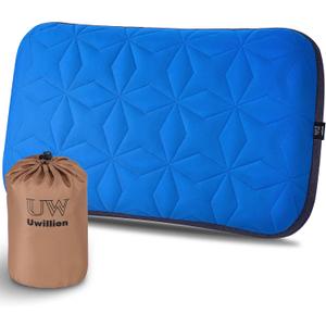 Camping Pillow with Removable Cover Large Size 24" x 15" - Ultralight Inflatable Pillow for Camping Lightweight, Ergonomic and Washable for Camping, Hiking, and Travel Blue