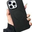 Caseative for iPhone 15 Pro Case,Heat Dissipation Breathable Hollow Mesh Shockproof Magnetic Compatible with MagSafe Wireless Charging (Black,15 Pro)