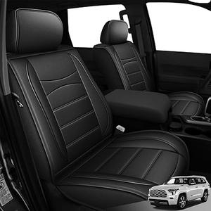 Seat Covers Fit for Toyota Sequoia 8 Seats:2023-2025 Full Set Waterproof Faux Leather Automotive Seat Covers Car Seat Cushion Protector Airbag Compatible (Black)
