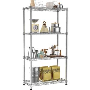Metal Shelving Unit 4 Tier Storage Shelves Rack Metal Shelf Adjustable Wire Shelving Units Storage Shelving Heavy-Duty 2200 LBS rganizer for Pantry Garage Laundry Bathroom Kitchen Closet Utility Room (Silver)